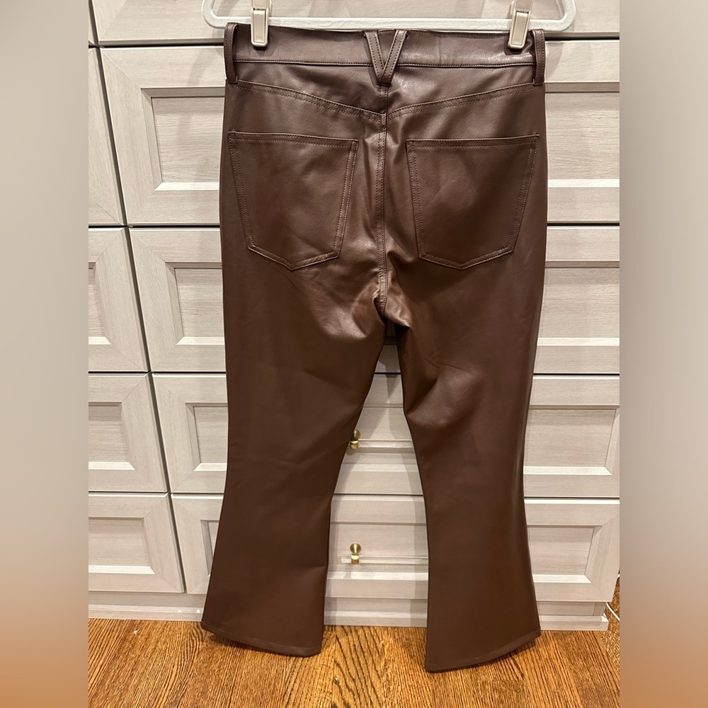 Veronica Beard cropped Carson brown vegan leather pant